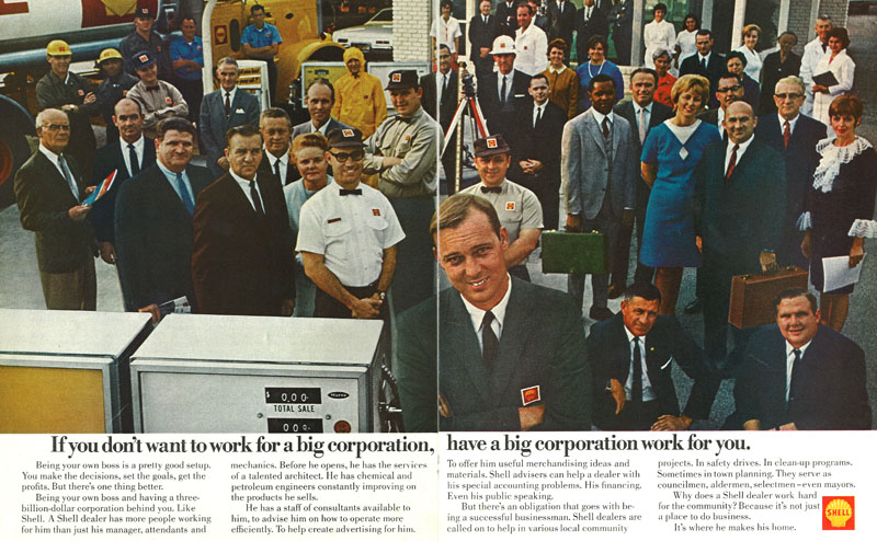 １９６８年の「POST（Ｓａｔｕｒｄａｙ　Ｅｖｅｎｉｎｇ　Ｐｏｓｔ）」誌の石油会社「SHELL」の広告イラスト